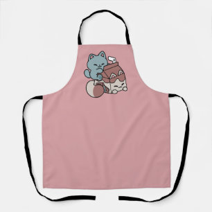 Kawaii Chocolademelk Kat – Cozy Drank & Schattighe Schort
