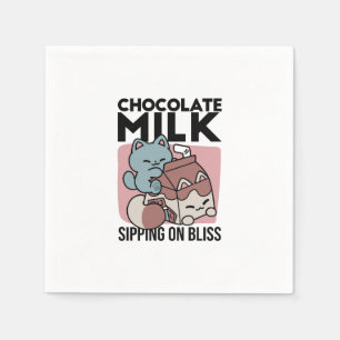 Kawaii Chocolademelk Kat – Cozy Drank & Schattighe Servet