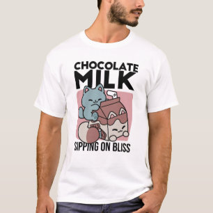 Kawaii Chocolademelk Kat – Cozy Drank & Schattighe T-shirt