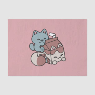 Kawaii Chocolademelk Kat – Cozy Drank & Schattighe Tissuepapier