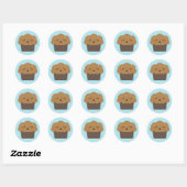 Kawaii Chocolate Cupcake Ronde Sticker (Vel)