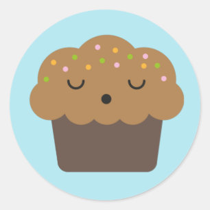 Kawaii Chocolate Cupcake Ronde Sticker