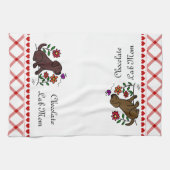 Kawaii Chocolate Labrador Cartoon Theedoek (Horizontaal)