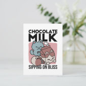 Kawaii Chocolate Milk Cat – Cozy Drink & Cuteness  Briefkaart (Staand voorkant)