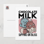 Kawaii Chocolate Milk Cat – Cozy Drink & Cuteness  Briefkaart (Voorkant / Achterkant)