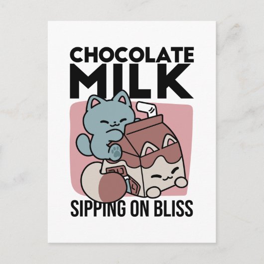Kawaii Chocolate Milk Cat – Cozy Drink & Cuteness  Briefkaart (Voorkant)