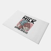 Kawaii Chocolate Milk Cat – Cozy Drink & Cuteness  Deurmat (Schuin)