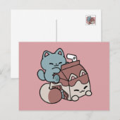Kawaii Chocolate Milk Cat – Cozy Drink & Cuteness  Feestdagenkaart (Voorkant / Achterkant)