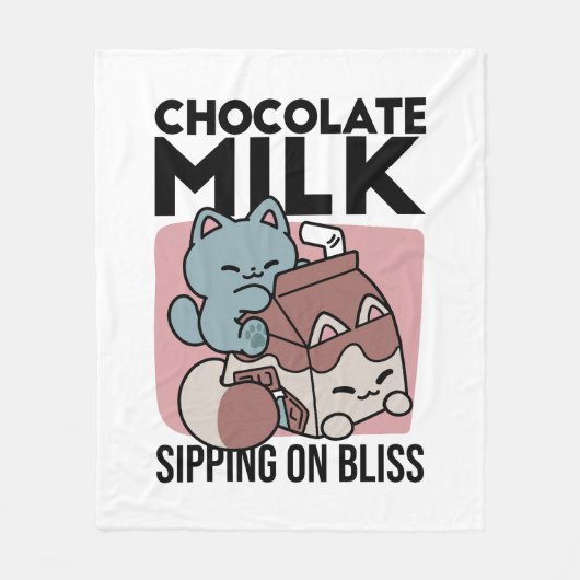 Kawaii Chocolate Milk Cat – Cozy Drink & Cuteness  Fleece Deken (Voorkant)
