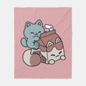 Kawaii Chocolate Milk Cat – Cozy Drink & Cuteness  Fleece Deken (Voorkant)