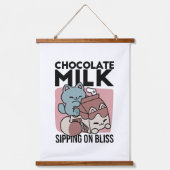 Kawaii Chocolate Milk Cat – Cozy Drink & Cuteness  Hangend Wandkleed (Voorkant)