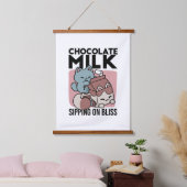 Kawaii Chocolate Milk Cat – Cozy Drink & Cuteness  Hangend Wandkleed (Slaapkamer)