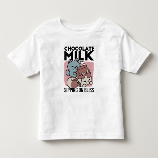 Kawaii Chocolate Milk Cat – Cozy Drink & Cuteness  Kinder Shirts (Voorkant)