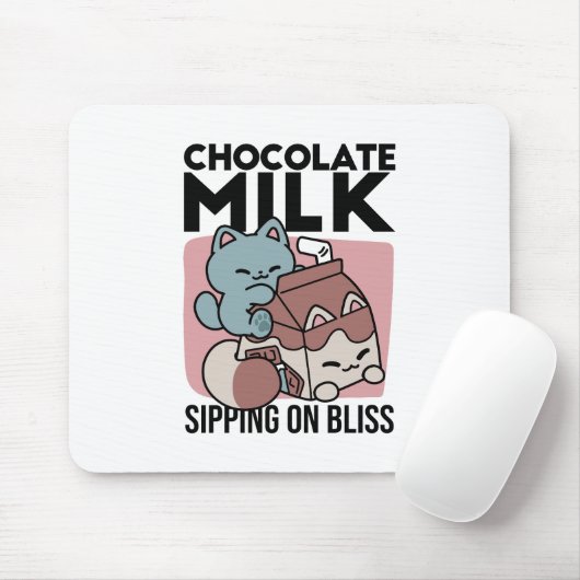 Kawaii Chocolate Milk Cat – Cozy Drink & Cuteness  Muismat (Met muis)