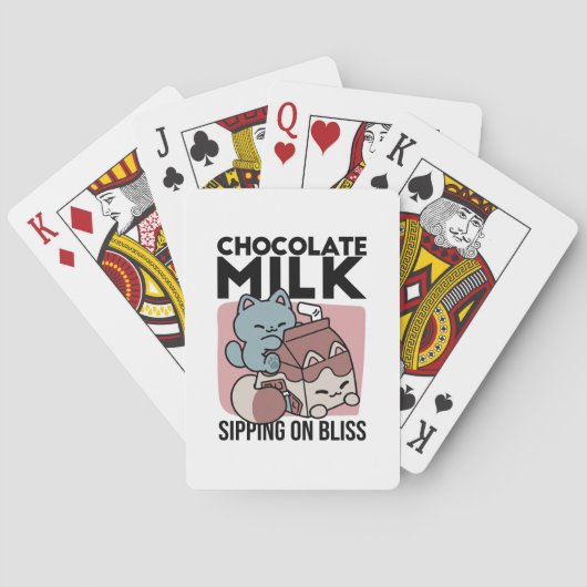 Kawaii Chocolate Milk Cat – Cozy Drink & Cuteness  Pokerkaarten (Achterkant)
