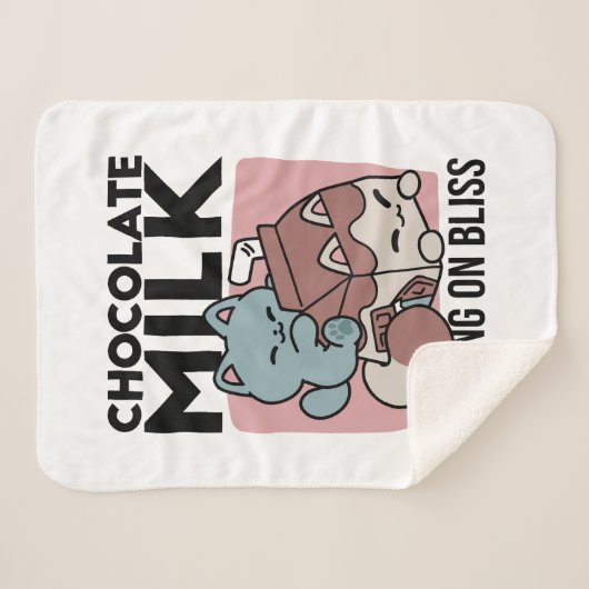 Kawaii Chocolate Milk Cat – Cozy Drink & Cuteness  Sherpa Deken (Voorkant (horizontaal))