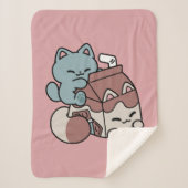Kawaii Chocolate Milk Cat – Cozy Drink & Cuteness  Sherpa Deken (Voorkant)