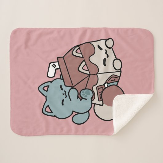 Kawaii Chocolate Milk Cat – Cozy Drink & Cuteness  Sherpa Deken (Voorkant (horizontaal))