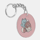 Kawaii Chocolate Milk Cat – Cozy Drink & Cuteness  Sleutelhanger (Voorkant Links)