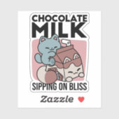 Kawaii Chocolate Milk Cat – Cozy Drink & Cuteness  Sticker (Vel)