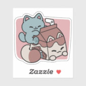 Kawaii Chocolate Milk Cat – Cozy Drink & Cuteness  Sticker (Vel)