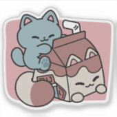 Kawaii Chocolate Milk Cat – Cozy Drink & Cuteness Sticker (Voorkant)