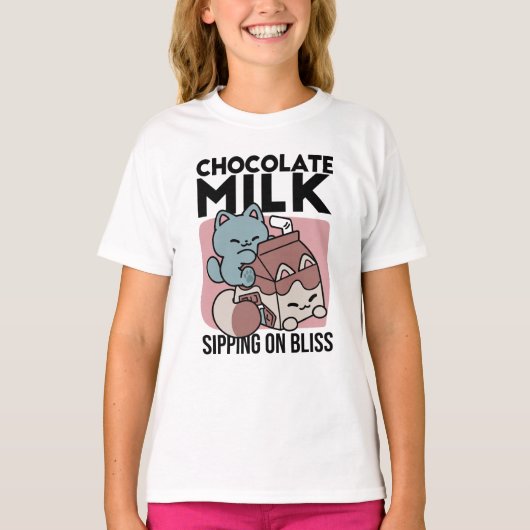 Kawaii Chocolate Milk Cat – Cozy Drink & Cuteness  T-shirt (Voorkant)