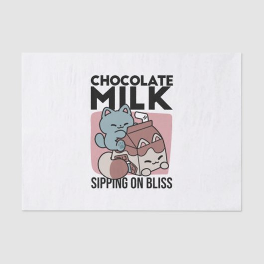 Kawaii Chocolate Milk Cat – Cozy Drink & Cuteness Tissuepapier (Voorkant)