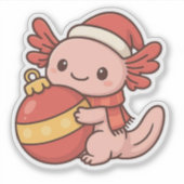 Kawaii Christmas Axolotl Sticker Ornament (Voorkant)