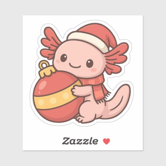 Kawaii Christmas Axolotl Sticker Ornament (Vel)