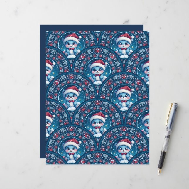 Kawaii Christmas Beer Mandala Deco Scale Scrapbook (Voorkant / Achterkant in situ)