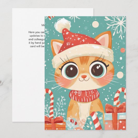 Kawaii Christmas Cat Candy Cane Gifts Aangepaste t Feestdagenkaart (Voorkant / Achterkant)