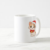 Kawaii Christmas Cat Mug with Santa Hat Koffiemok (Voorkant rechts)