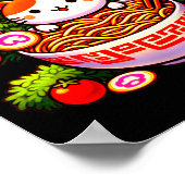 Kawaii Christmas Cat Ramen Christmas Tree Holiday  Poster (Hoek)