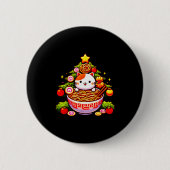 Kawaii Christmas Cat Ramen Christmas Tree Holiday  Ronde Button 5,7 Cm (Voorkant)