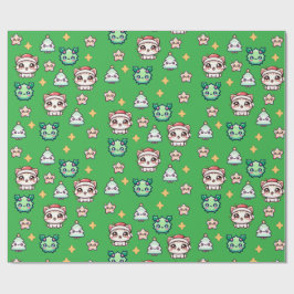 Kawaii Christmas Cats & Stars inpakpapier