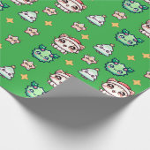 Kawaii Christmas Cats & Stars inpakpapier (Hoek)
