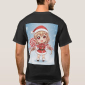 Kawaii Christmas Chibi Anime Girl in Santa Suit wi T-shirt (Achterkant)