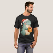 Kawaii Christmas Dinosaur with Gift Cute Santa Din T-shirt (Voorkant volledig)