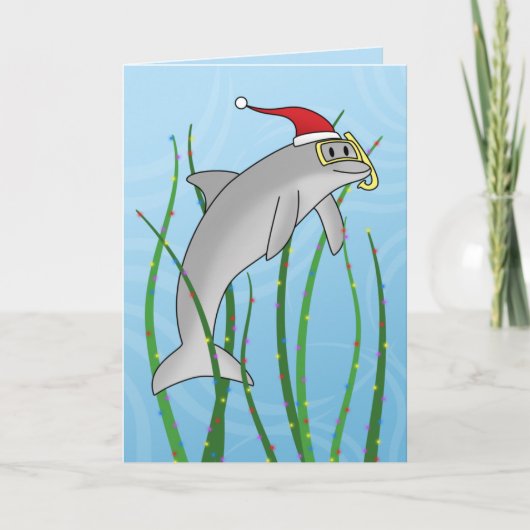 Kawaii Christmas Dolphin Christmas Kaart (Voorkant)