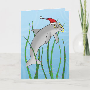 Kawaii Christmas Dolphin Christmas Kaart