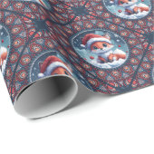 Kawaii Christmas Fox Dot Mandala Diamond Tegel Cadeaupapier (Rol Hoek)