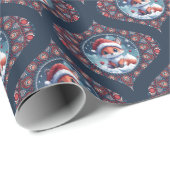 Kawaii Christmas Fox Dot Mandala Ogee Damask Cadeaupapier (Rol Hoek)