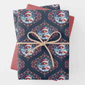 Kawaii Christmas Fox Dot Mandala Ogee Damask Inpakpapier Vel (In situ)