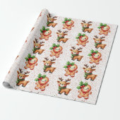 Kawaii Christmas Gingerbread Pattern - Schattigee Cadeaupapier (Uitgerold)