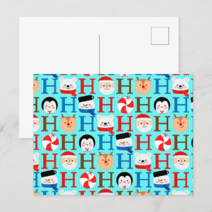 Kawaii Christmas Ho Ho Ho Patroon Feestdagenkaart