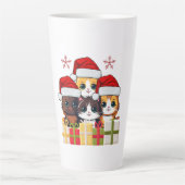 Kawaii Christmas kitten in Santa Hats T-Shirt Latte Mok (Voorkant)