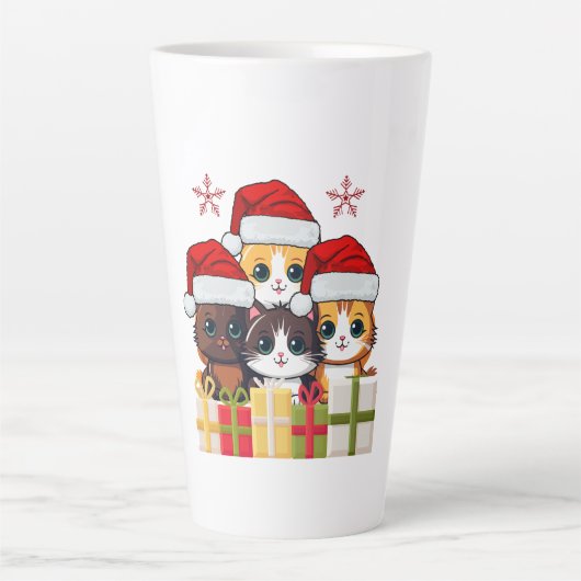 Kawaii Christmas kitten in Santa Hats T-Shirt Latte Mok (Voorkant)