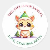 Kawaii Christmas Kitten van en naar Gift Label (Voorkant)
