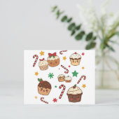 Kawaii Christmas Muffins Feestdagenkaart (Staand voorkant)